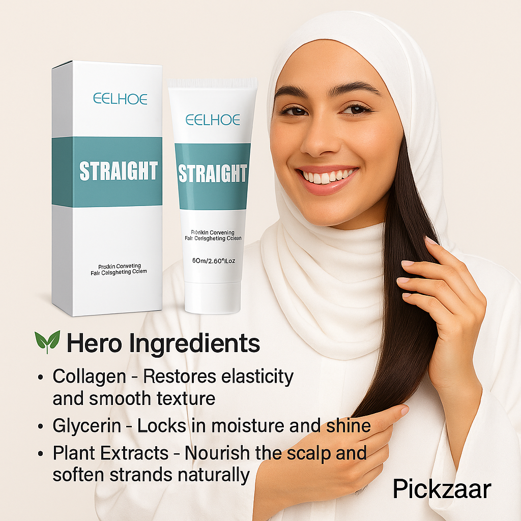 EELHOE Hair Straightener Cream – 60ml Protein-Powered Smoothing Cream for All Hair Types