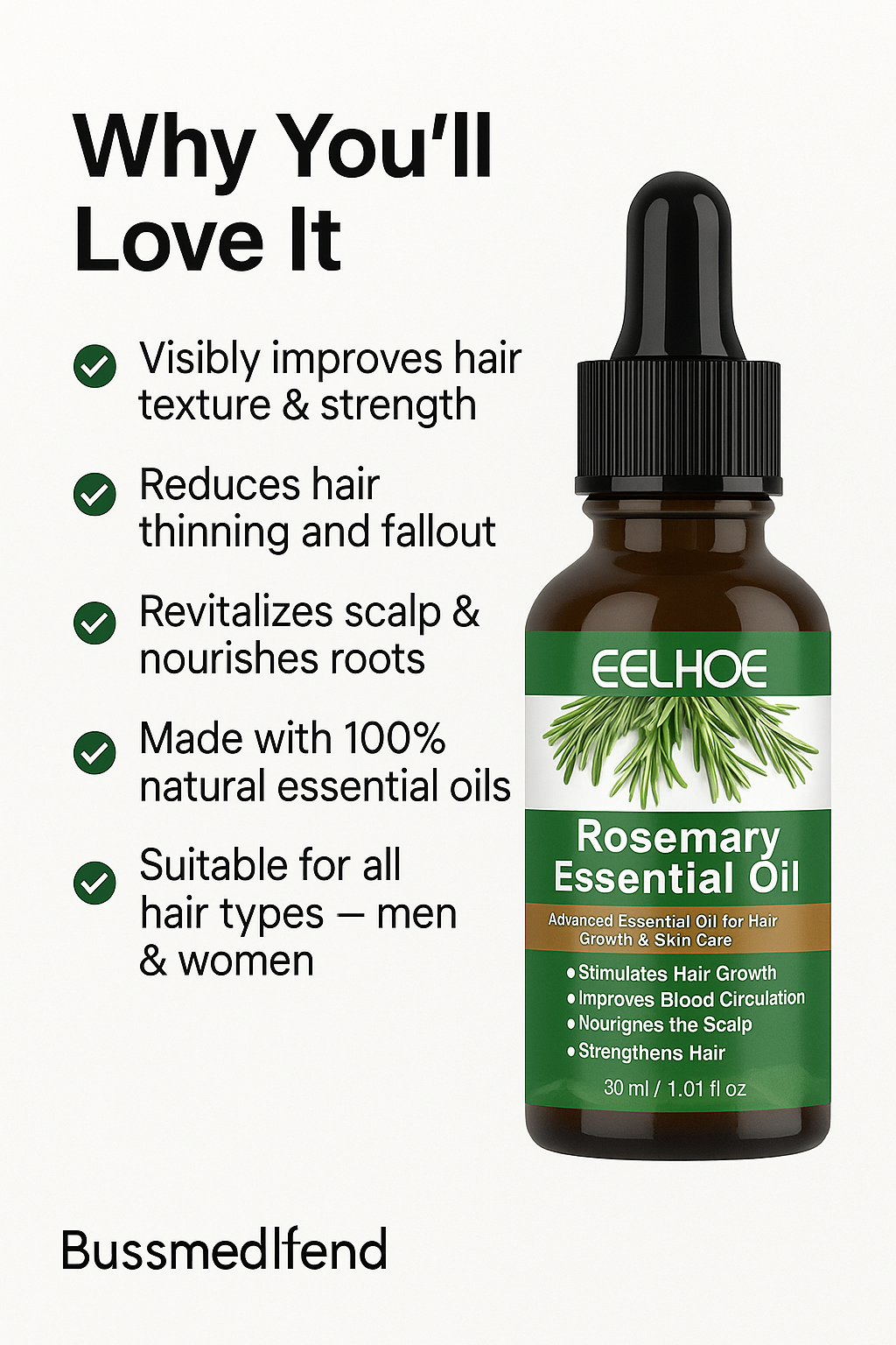 EELHOE Rosemary Hair Growth + Anti-Breakage Oil – 30ml Nourish, Strengthen & Regrow Naturally