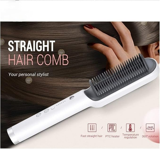 Kskin Hair Straightener Brush – Fast Heat, Anti-Scald Ionic Comb