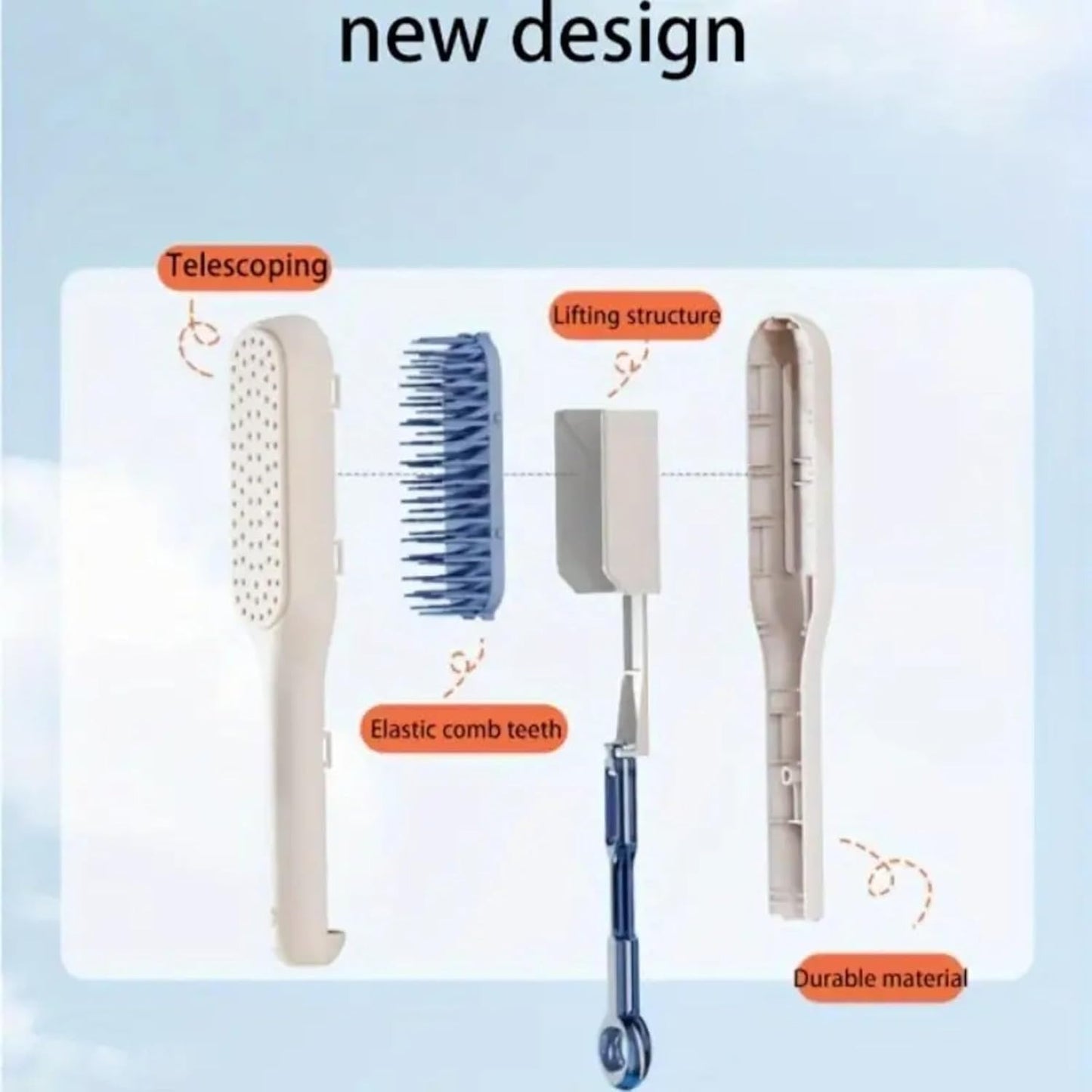 Self-Cleaning Hair Brush | Anti-Static Telescopic Hair Comb | Massage & Detangling Brush for All Hair Types