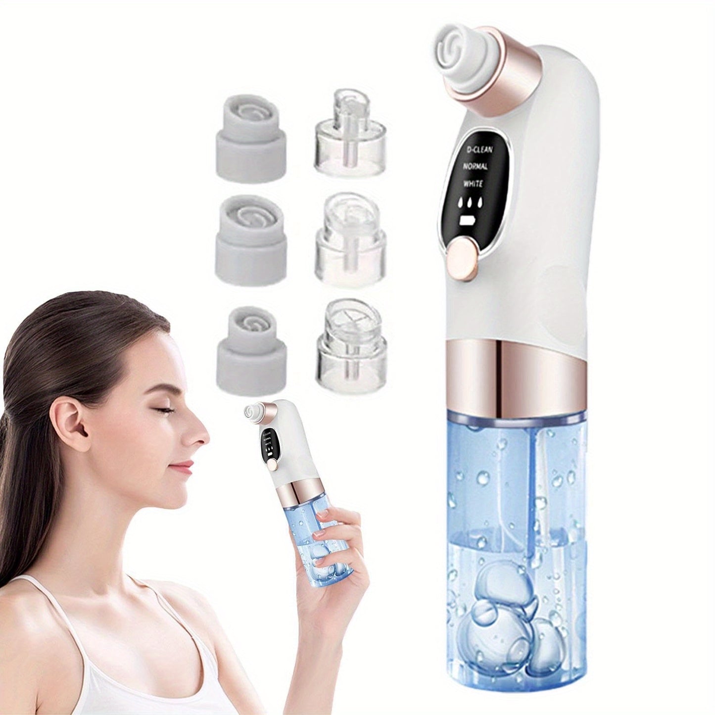6-in-1 Electric Blackhead Remover Pore Vacuum with Water Circulation & 6 Suction Heads – Deep Facial Cleansing Beauty Device.