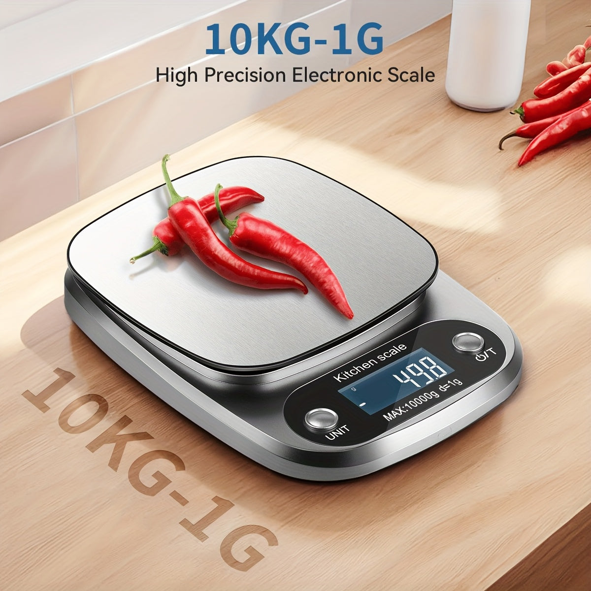 Pickzaar High Precision Digital Kitchen Scale – 10kg Capacity, Stainless Steel, LED Display, Multi-Unit Food Scale for Cooking & Baking