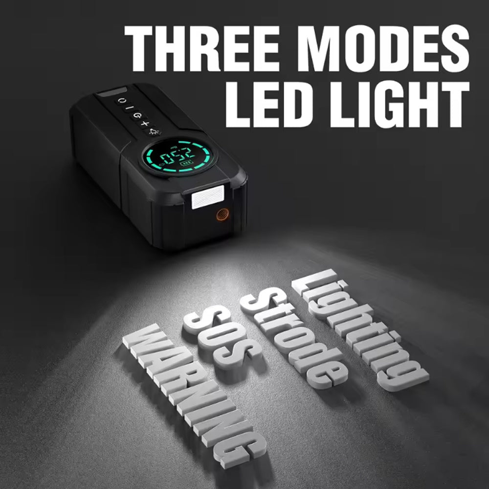 3-in-1 Car Jump Starter | 3000A Booster + 150PSI Digital Air Pump + 6000mAh Power Bank – Emergency Car Gadget