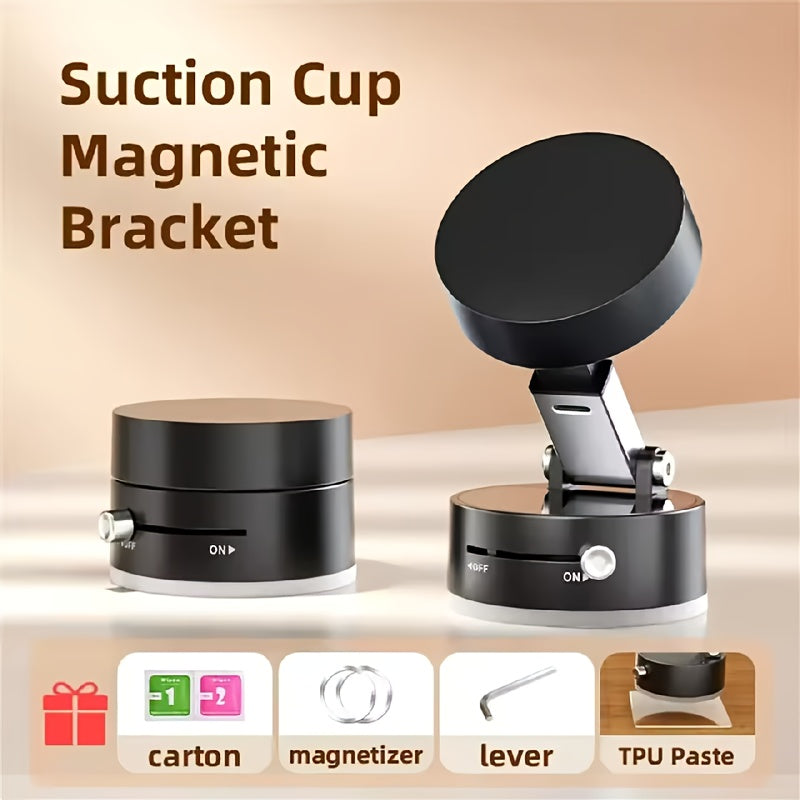Vacuum Magnetic Car Phone Holder | 360° Rotatable Foldable Suction Mount | Retractable Dashboard & Windshield Holder for All Smartphones
