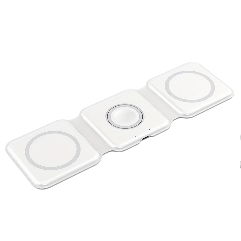 Pickzaar 3 in 1 Wireless Charger – Magnetic Foldable Charging Station, Fast Wireless Charging Pad (White) USB