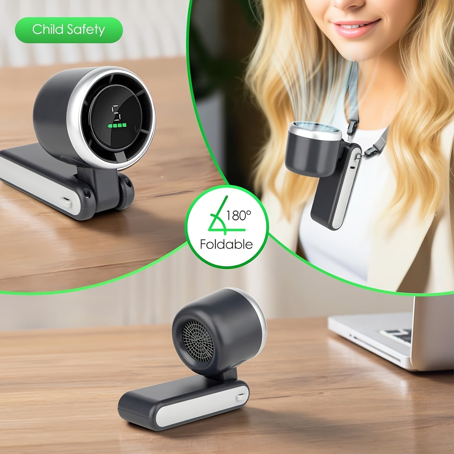 Portable Handheld Turbo Fan 3-in-1 | 4000mAh Battery, 5 Speeds, Foldable Cooling Fan for Travel, Office & Outdoor.