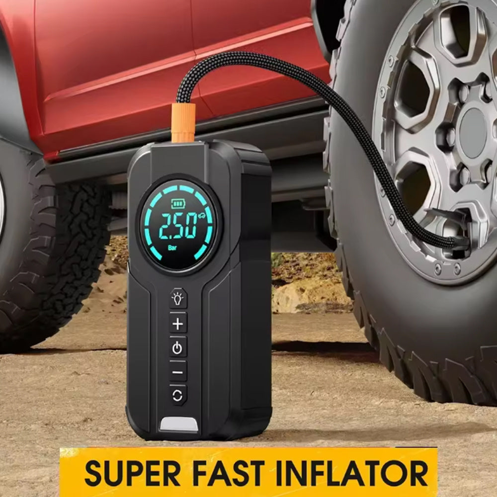 3-in-1 Car Jump Starter | 3000A Booster + 150PSI Digital Air Pump + 6000mAh Power Bank – Emergency Car Gadget