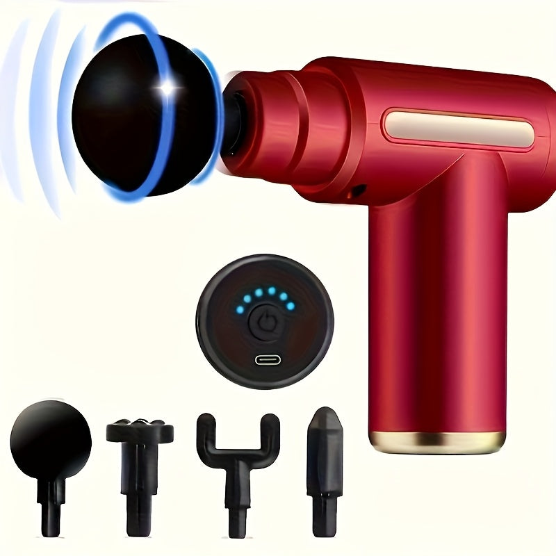 Mini Massage Gun Deep Tissue – 6 Speeds, 4 Heads, 1800mAh Battery, Portable & Quiet Muscle Massager.