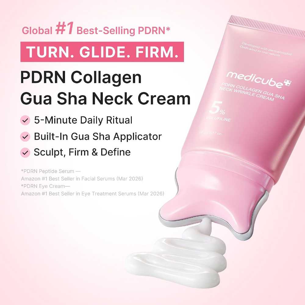 Medicube PDRN Collagen Gua Sha Neck Cream – Firming & Hydrating Neck Wrinkle Care with 5% Volufiline