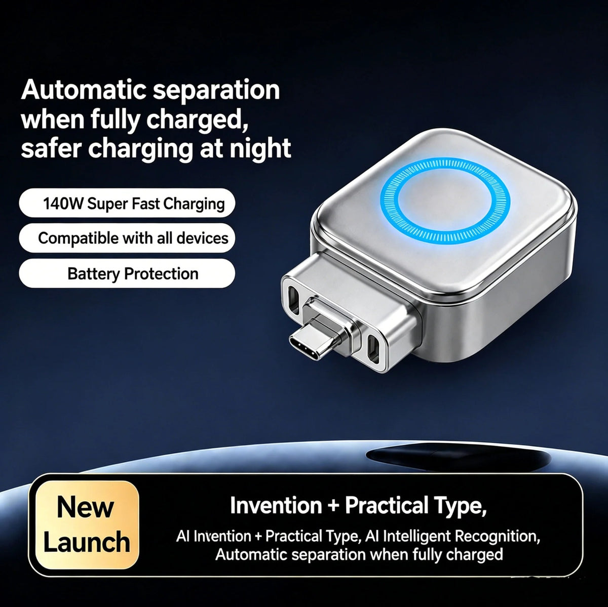 USB-C Auto Eject Charging Adapter – 140W Full Charge Separator