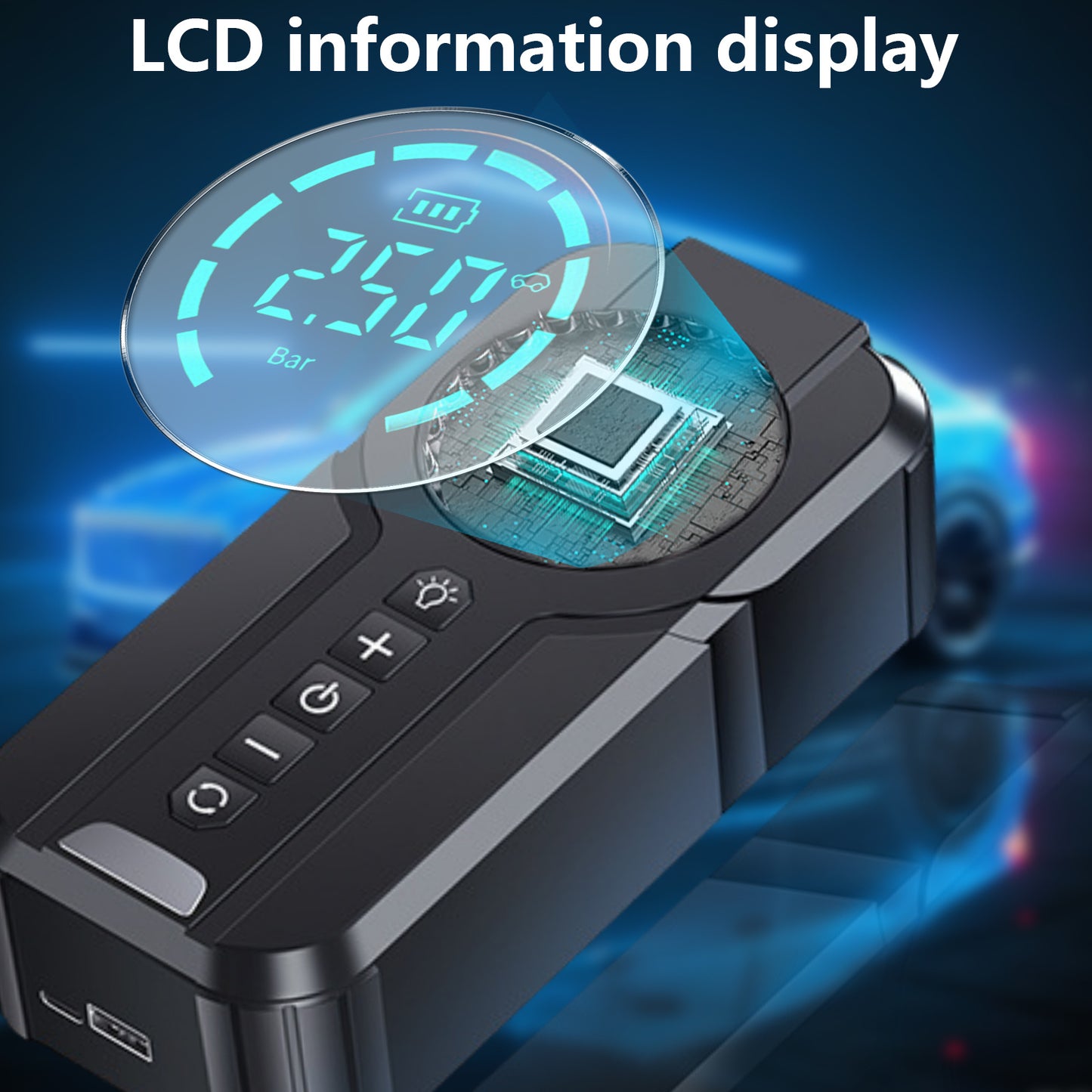 3-in-1 Car Jump Starter | 3000A Booster + 150PSI Digital Air Pump + 6000mAh Power Bank – Emergency Car Gadget