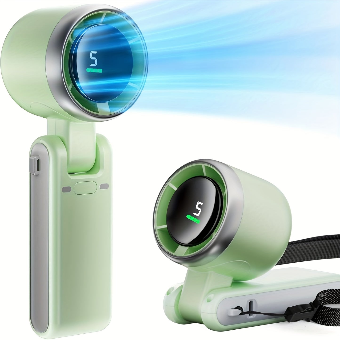 Portable Handheld Turbo Fan 3-in-1 | 4000mAh Battery, 5 Speeds, Foldable Cooling Fan for Travel, Office & Outdoor.