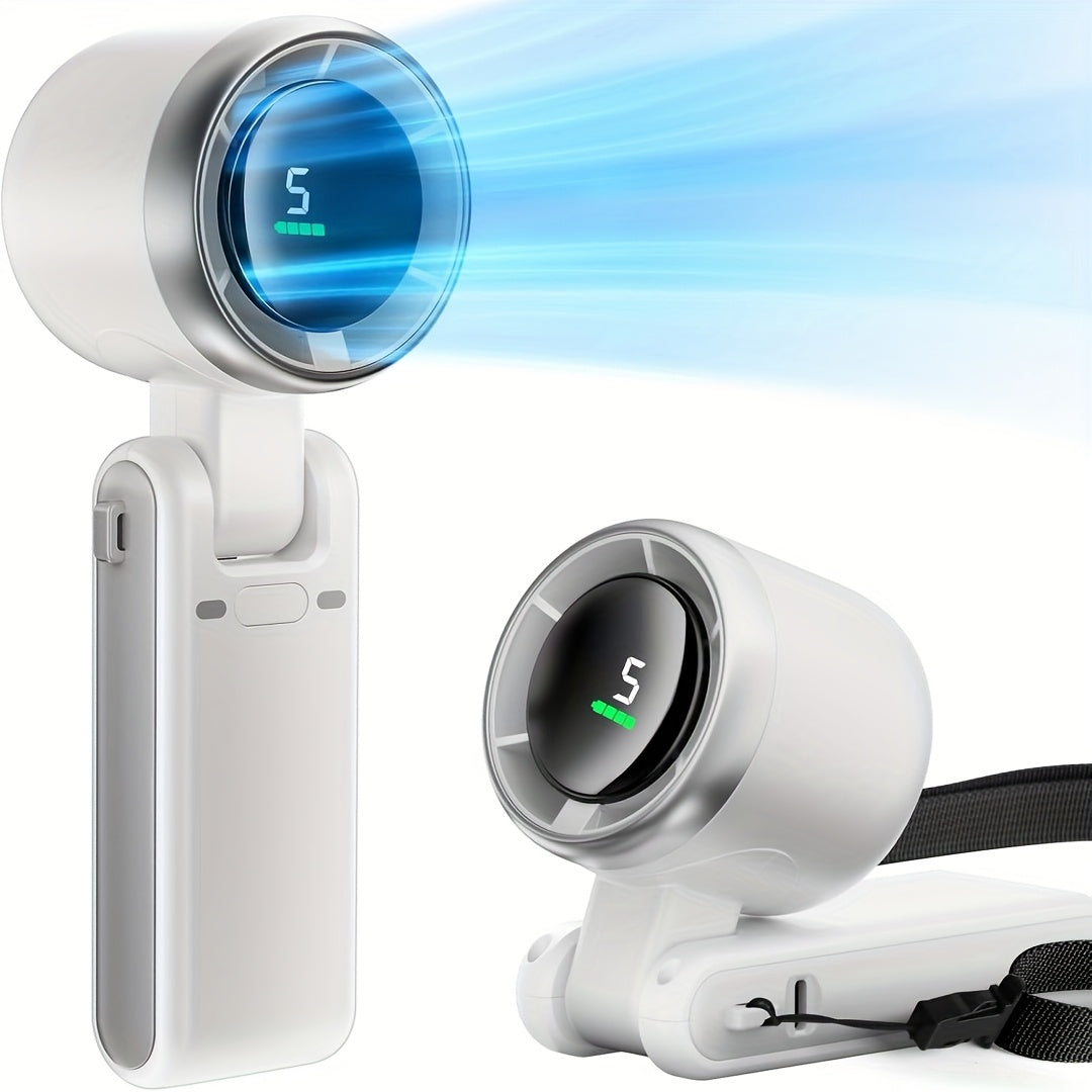 Portable Handheld Turbo Fan 3-in-1 | 4000mAh Battery, 5 Speeds, Foldable Cooling Fan for Travel, Office & Outdoor.