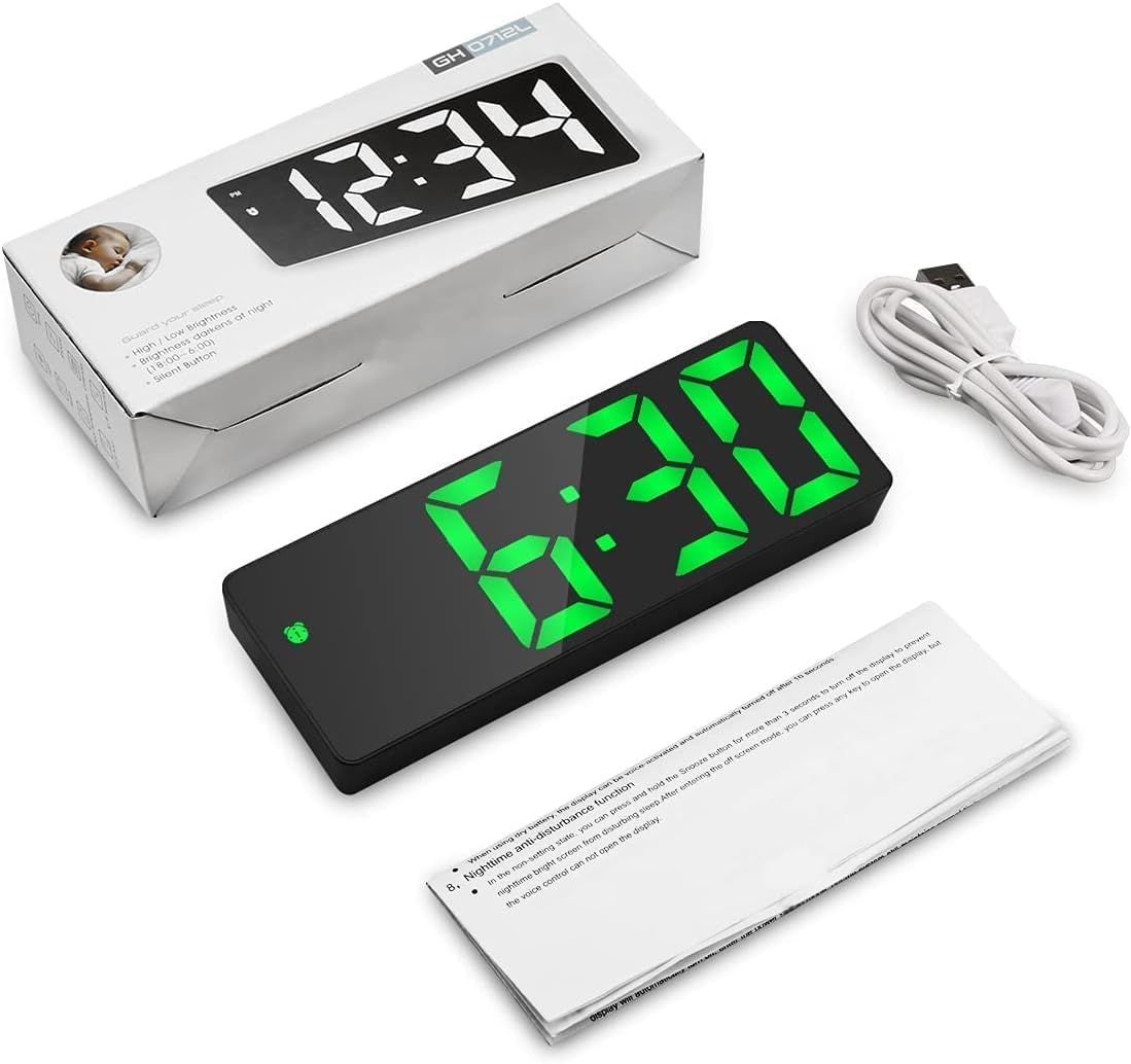 Digital LED Alarm Clock – Large Display, Smart Voice Control & Adjustable Brightness