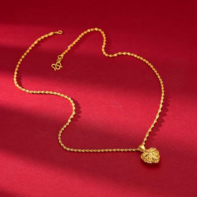 18K Gold Heart Necklace for Women – Elegant Chain Necklace Gift UAE