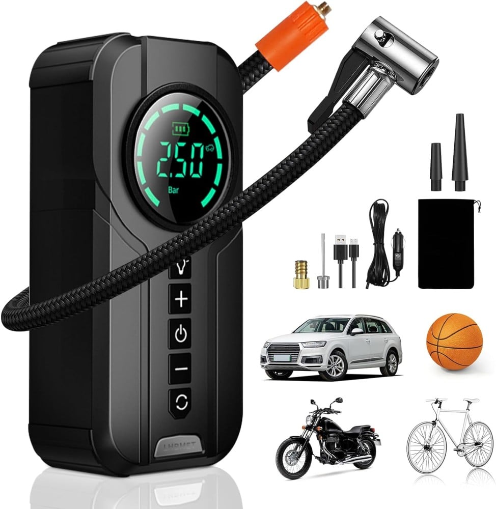 3-in-1 Car Jump Starter | 3000A Booster + 150PSI Digital Air Pump + 6000mAh Power Bank – Emergency Car Gadget