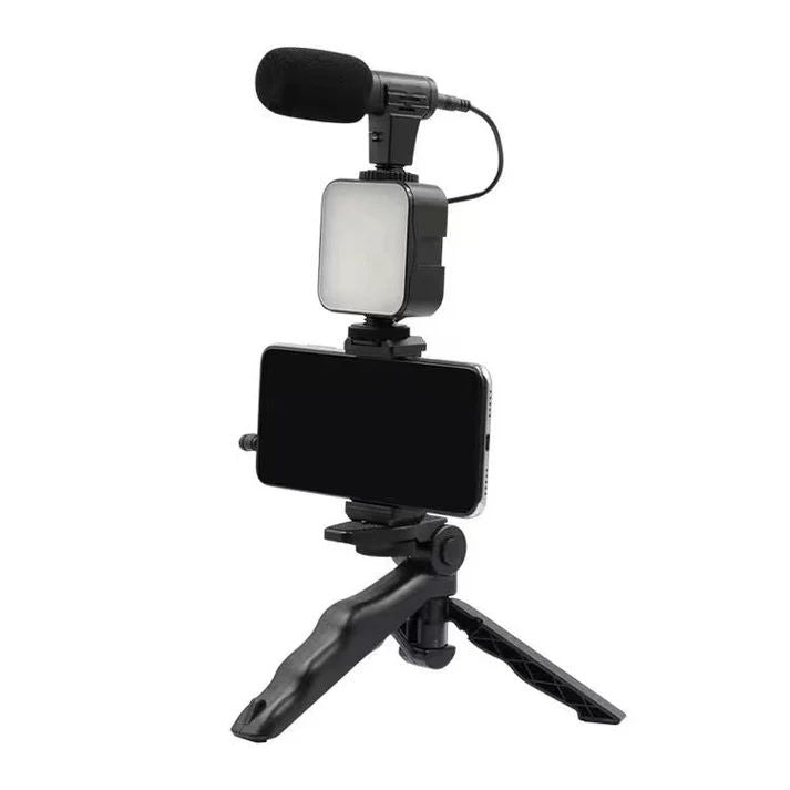 Vlogging Studio Kit for Smartphone & Camera – Mic + LED Light + Tripod