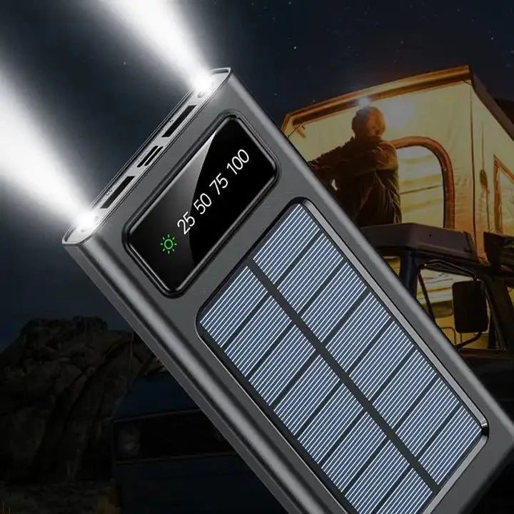 Solar Power Bank 20000mAh – Fast Charging Built-In Cables UAE