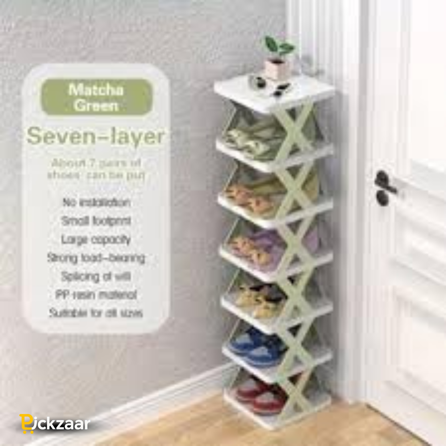 7-Layer X-Shape Foldable Shoe Rack – Space-Saving Metal Shoe Organizer for Entryway & Bedroom (UAE)