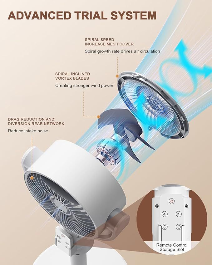 AirFlo 43" Smart Standing Fan – Silent 29dB | Adjustable Height | Bedroom Fan UAE