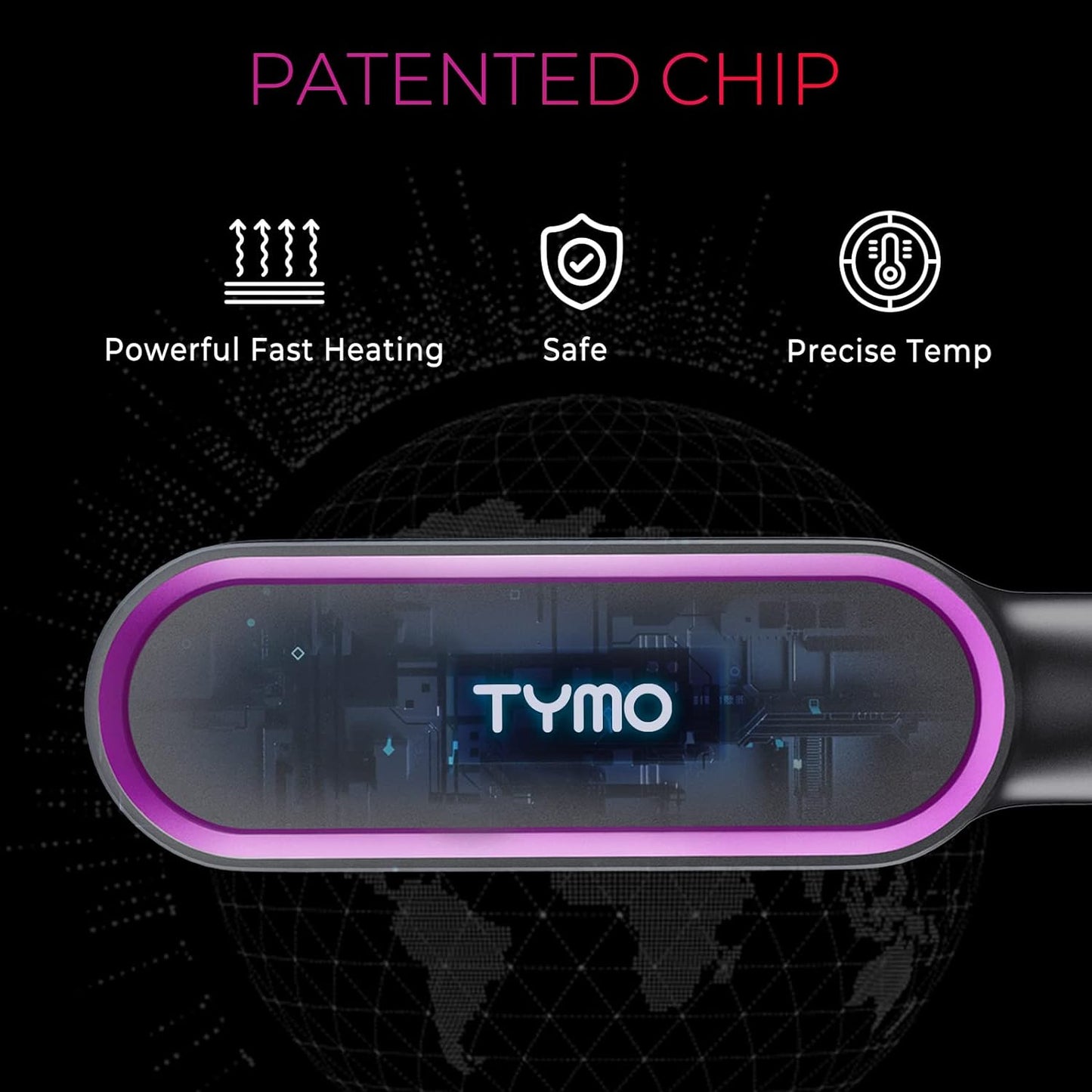 TYMO Hair Straightener Brush – Matte Black Salon-Quality Straight Hair in Minutes – Right at Home!