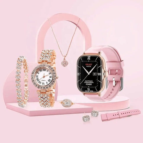 A58 Smart Watch 5-in-1 Couple Gift Set – Men’s Smartwatch &amp; Women’s Luxury Watch.