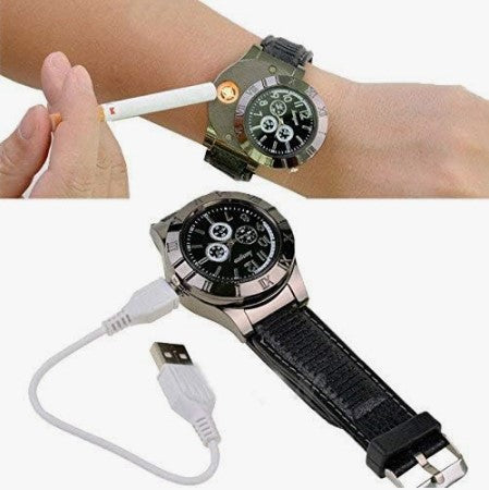 USB Lighter Watch for Men – Windproof Flameless Lighter ساعة ولاعة (KSA)