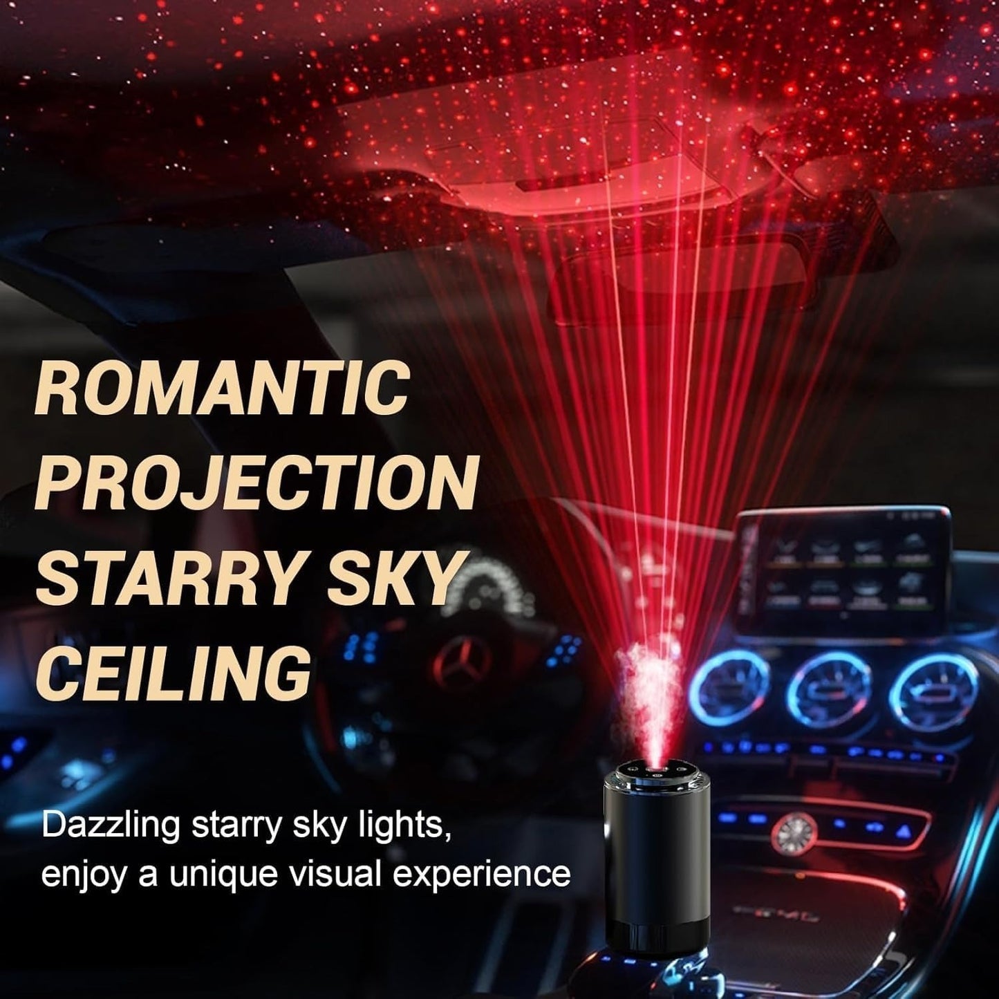 Smart Car Aroma Diffuser — Auto On-Off, Starry Mood Light & 3× Scent Modes