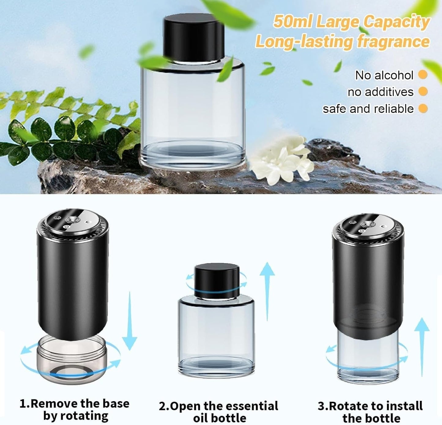 Smart Car Aroma Diffuser — Auto On-Off, Starry Mood Light & 3× Scent Modes