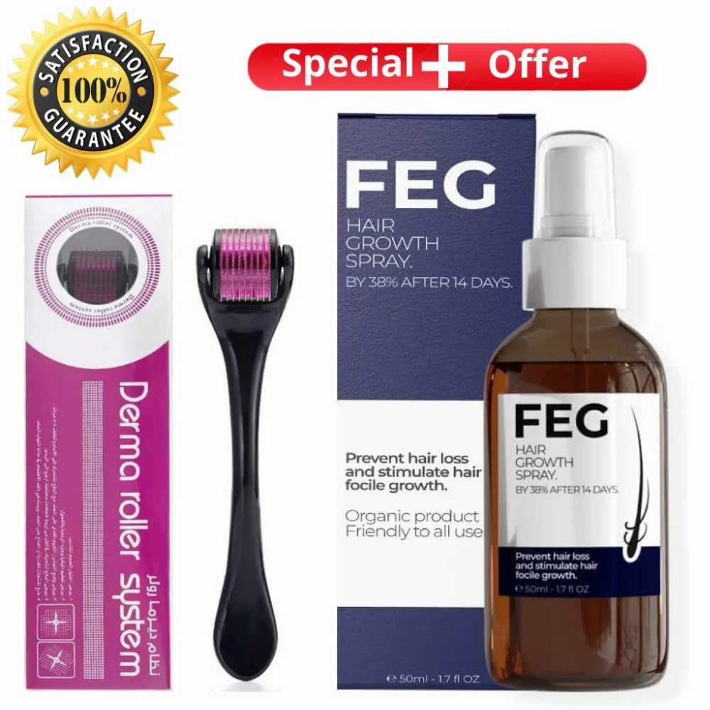 FEG Hair Growth Spray + Derma Roller UAE – Minoxidil Hair Regrowth Solution for Men & Women