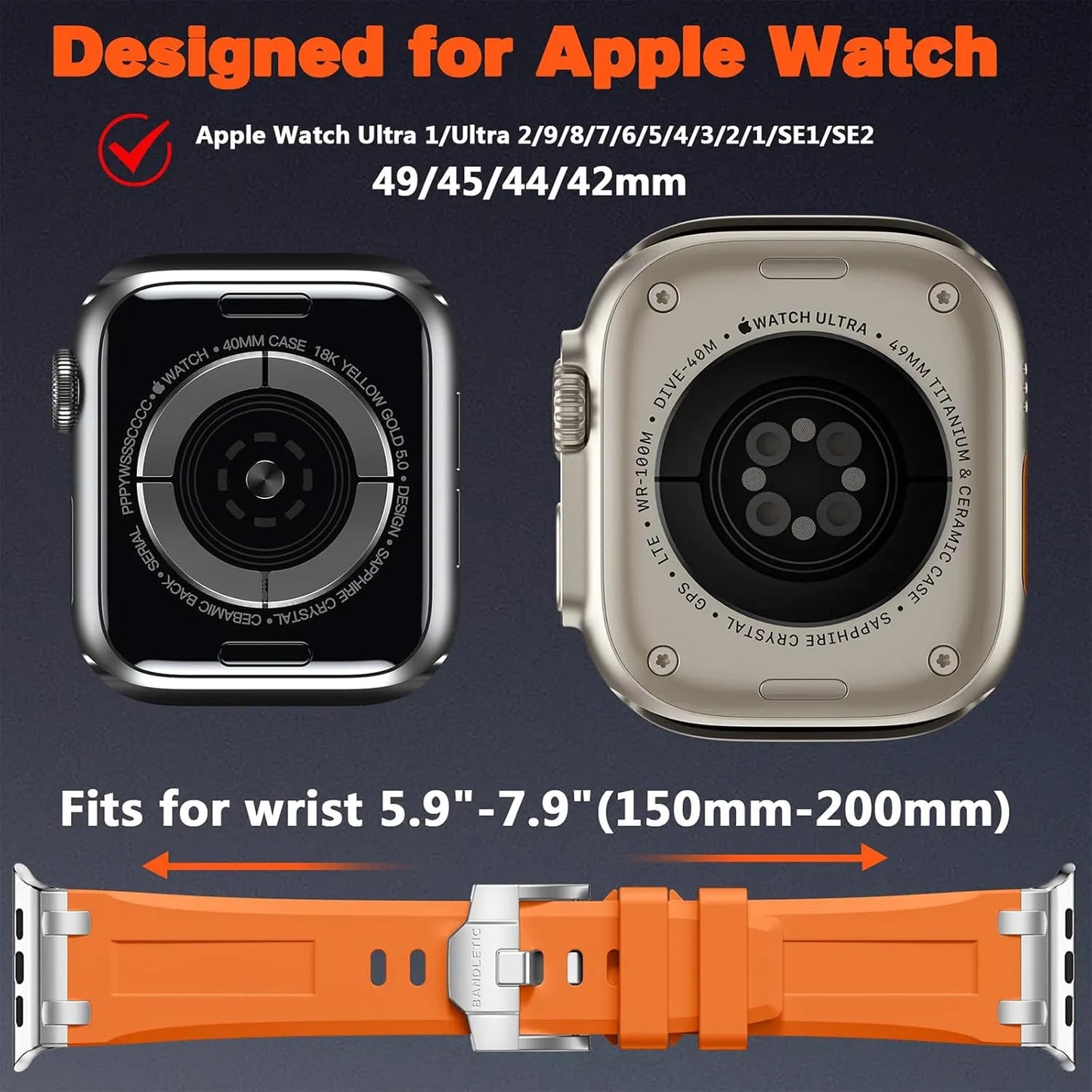 Apple Watch Ultra 2 Band | Rugged TPU Strap with 316L Stainless Steel Buckle – Breathable & Adjustable for Sports & Daily Wear (49mm-42mm)