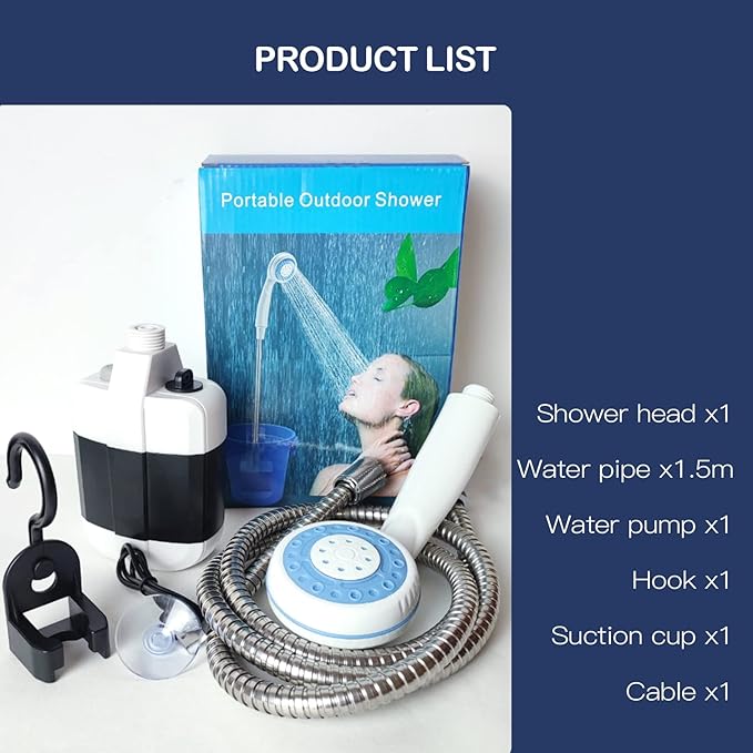 Portable Camping Shower – Rechargeable 2200mAh Outdoor Electric Shower