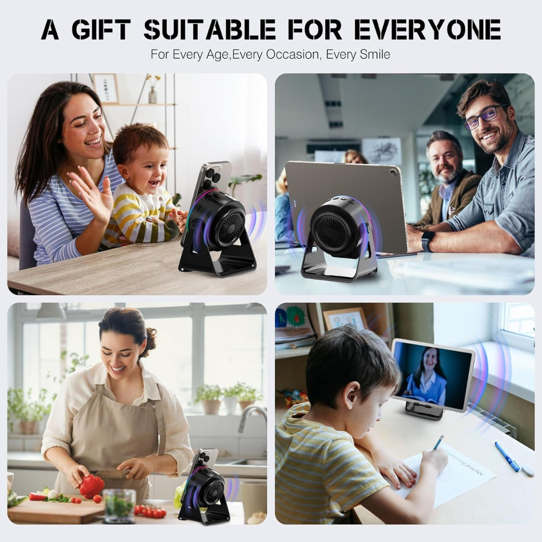 4-in-1 Wireless Induction Bluetooth Speaker with RGB Lights & 360° Phone Stand | UAE Gadget