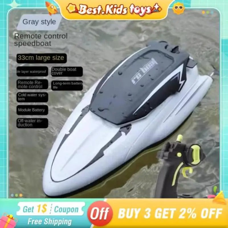 High-Speed RC Boat with Dual Motors – Waterproof Remote Control Speedboat for Kids & Adults