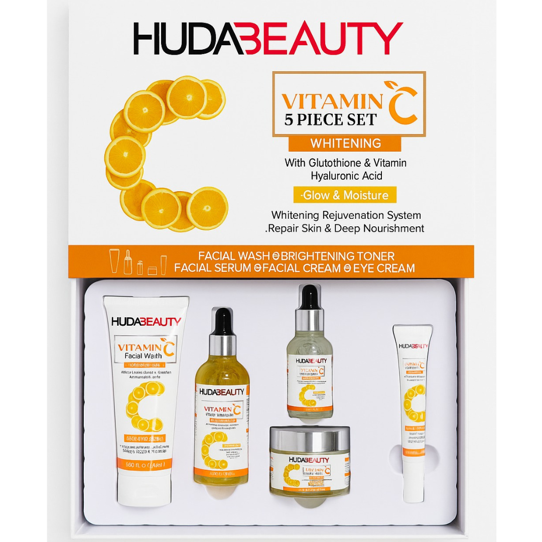 Huda Beauty Vitamin C 5-Piece Skincare Set – Whitening, Brightening & Hydrating Routine