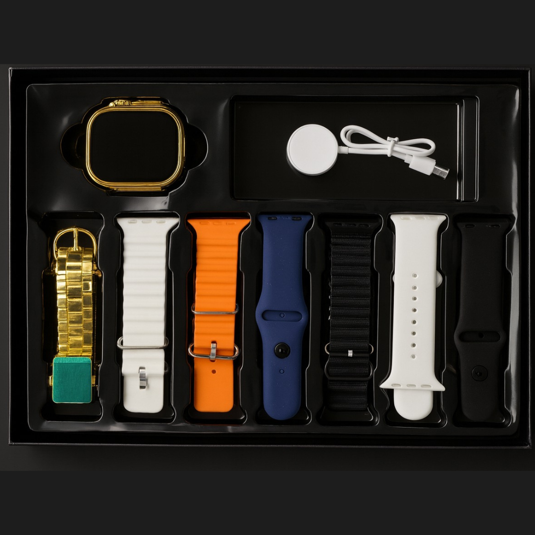 7 in 1 Gold Ultra Watch – Smartwatch Combo with Gold Chain | KSA Edition