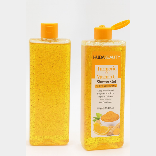 Huda Beauty Turmeric + Vitamin C Shower Gel 550G – Brightening, Hydrating & Anti-Dark Spot Formula