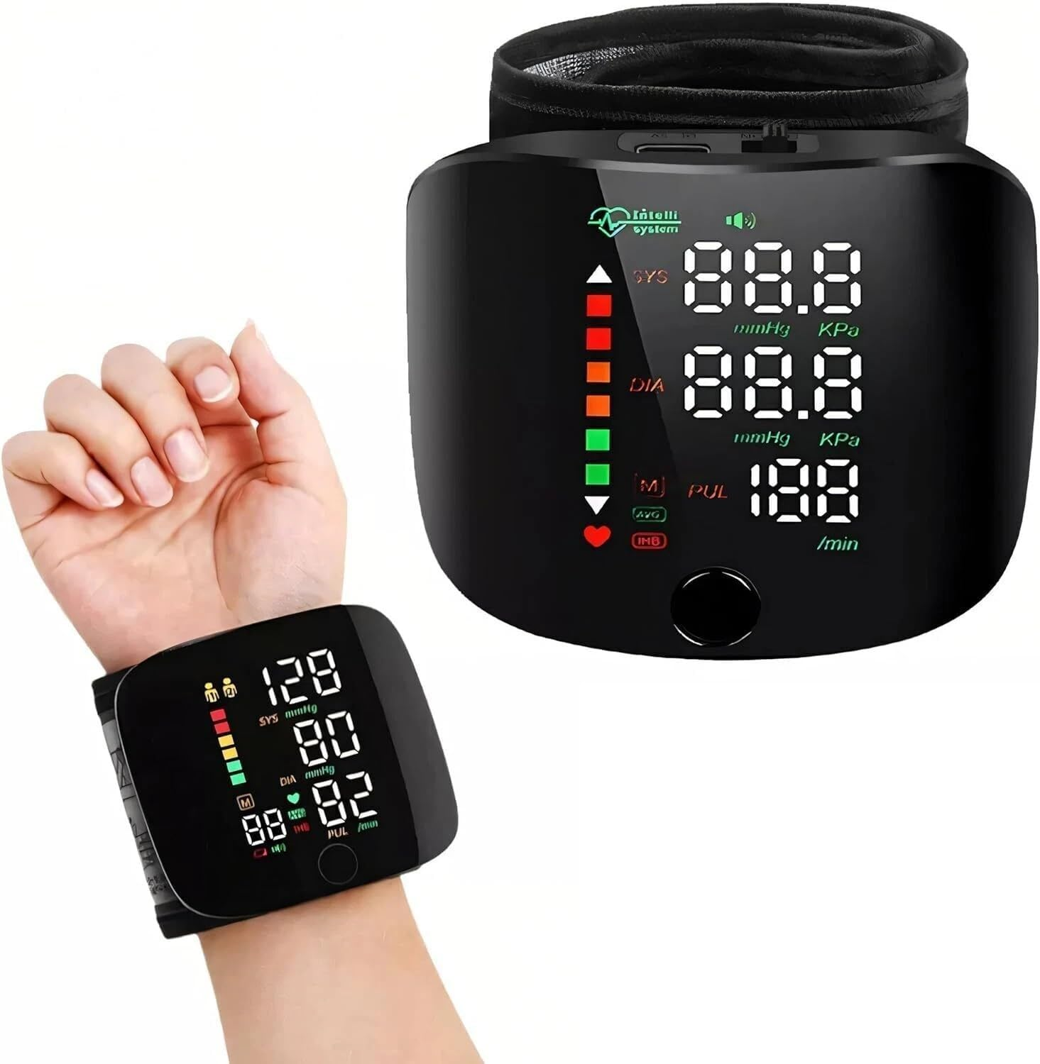 Automatic Wrist Blood Pressure Monitor – Digital BP Machine with LED Display & Voice Function | Portable Health Monitor