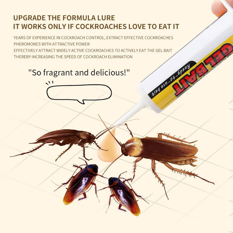 Cockroach Gel Bait with Syringe – Powerful Roach Killer Gel for Kitchen & Home