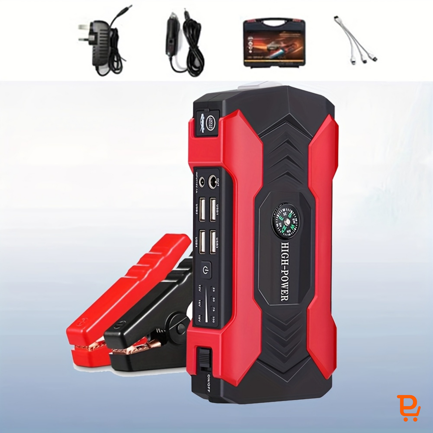 3-in-1 3000A Car Jump Starter with 28000mAh Power Bank & 150PSI Air Compressor | Heavy-Duty Emergency Booster with LED Flashlight (UAE)