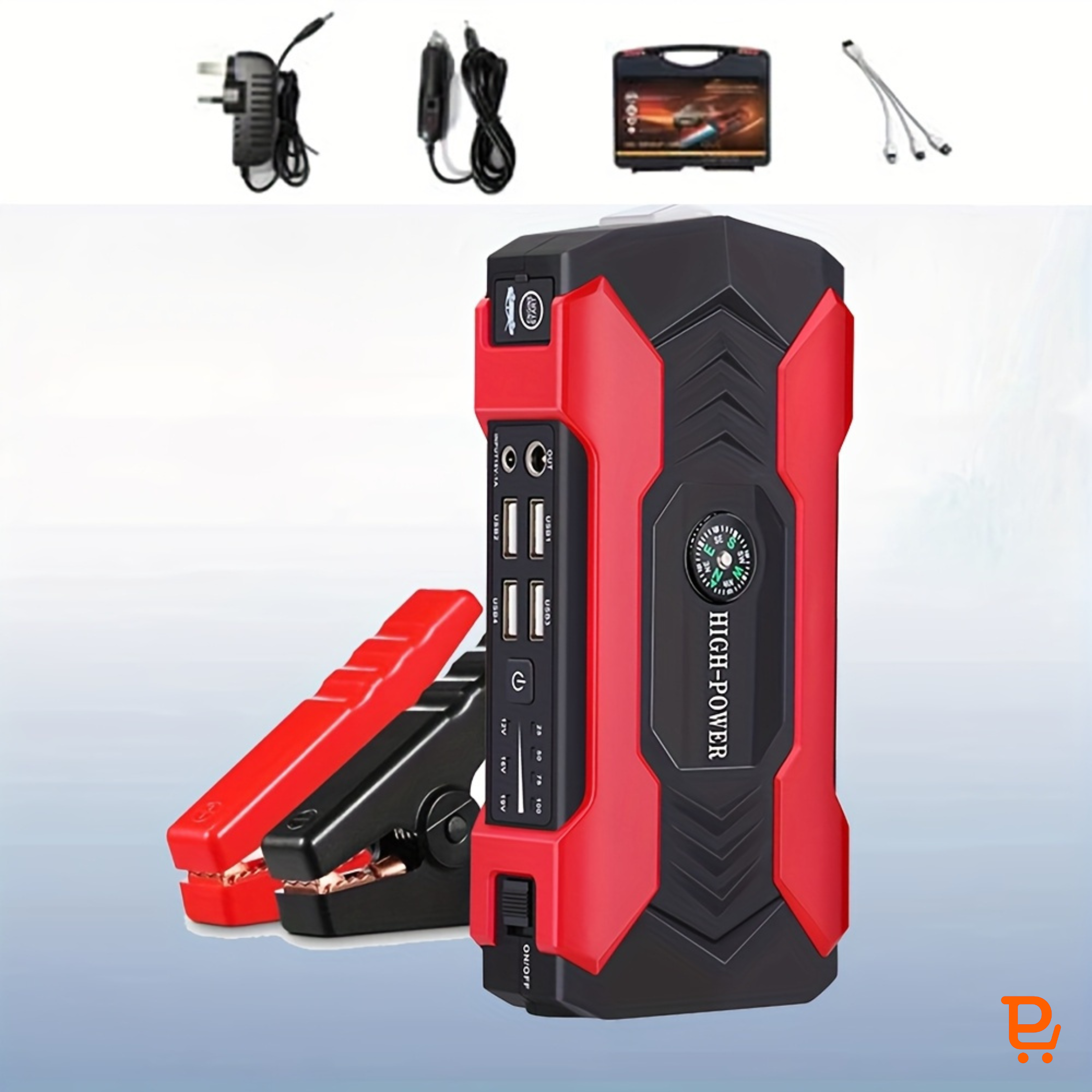 3-in-1 3000A Car Jump Starter with 28000mAh Power Bank & 150PSI Air Compressor | Heavy-Duty Emergency Booster with LED Flashlight (UAE)