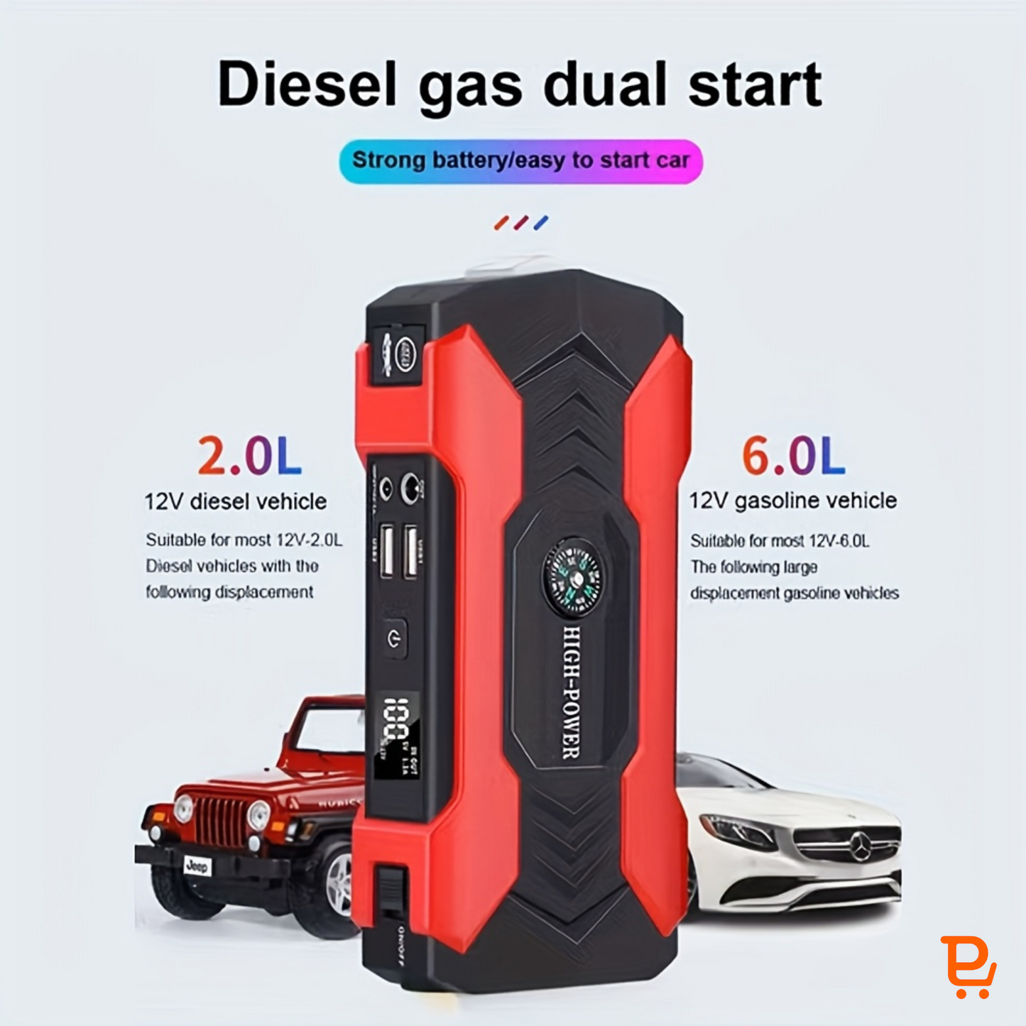 3-in-1 3000A Car Jump Starter with 28000mAh Power Bank & 150PSI Air Compressor | Heavy-Duty Emergency Booster with LED Flashlight (UAE)