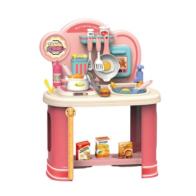 Pink Kitchen Playset for Girls with Sink &amp; 25 Accessories – Pretend Cooking Toys UAE