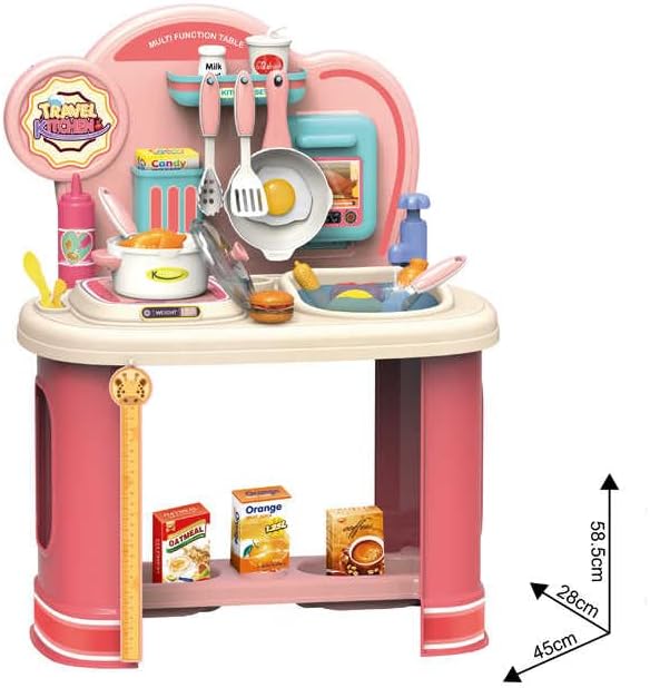 Pink Kitchen Playset for Girls with Sink &amp; 25 Accessories – Pretend Cooking Toys UAE
