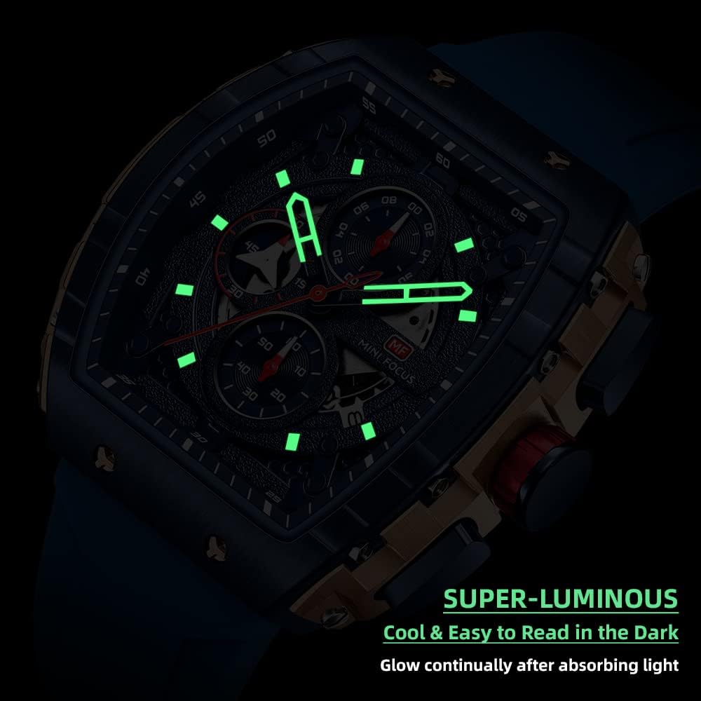 Mini Focus Men’s Watch – Fashion Sport Quartz Chronograph Watch with Big Dial, Luminous & 30M Water Resistant
