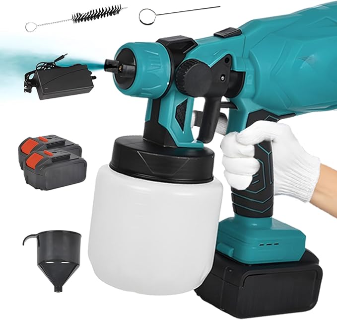 48V Battery Powered Paint Sprayer – 3 Spray Patterns, Electric Wall &amp; Fence Painting Gun.