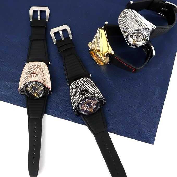Men's Quartz Watch with Diamond – Rose Gold Luxury Watch with Black Dial & Waterproof Strap