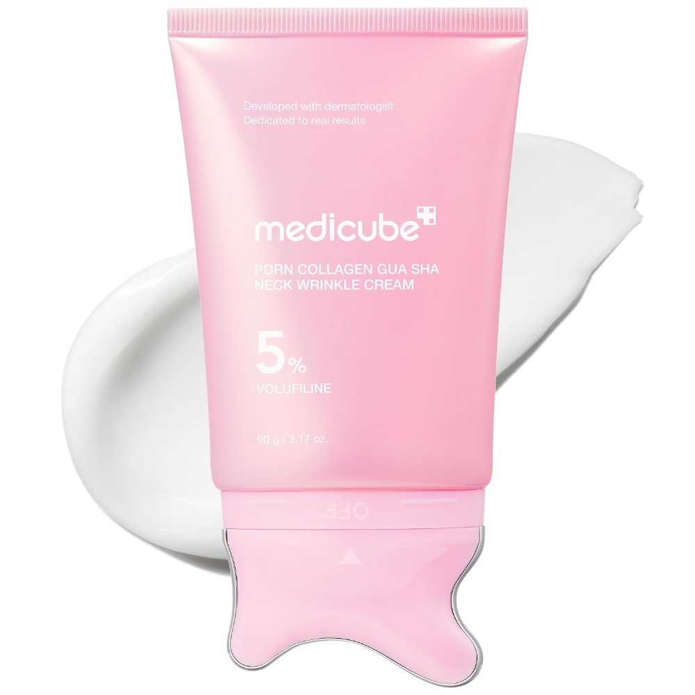 Medicube PDRN Collagen Gua Sha Neck Cream – Firming & Hydrating Neck Wrinkle Care with 5% Volufiline