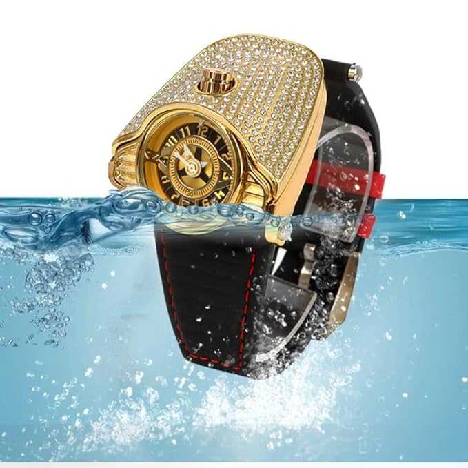 Men's Quartz Watch with Diamond – Rose Gold Luxury Watch with Black Dial & Waterproof Strap