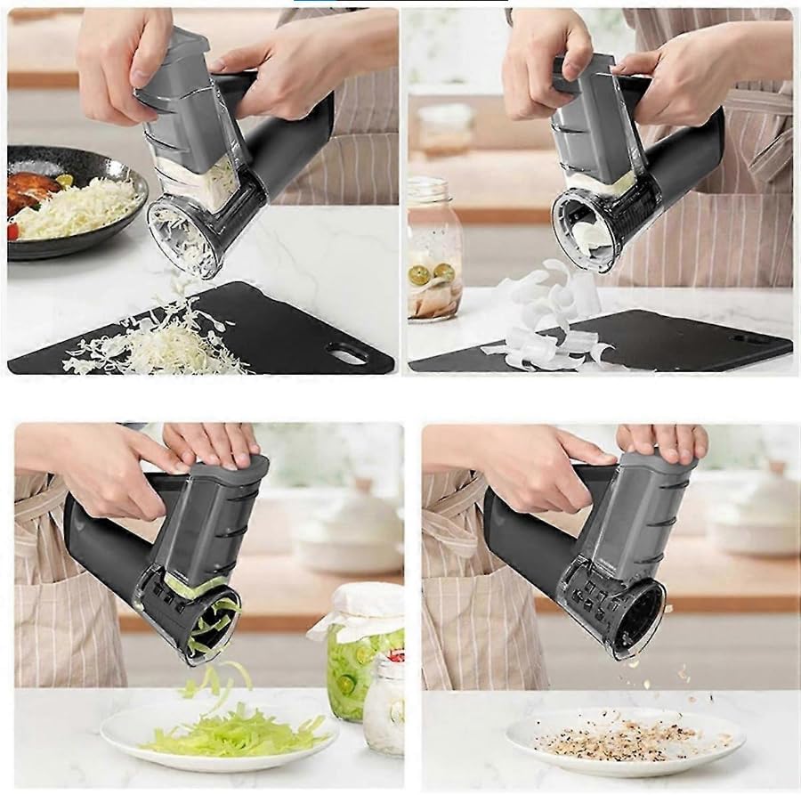 Multi-Functional Electric Handheld Food Chopper – Rechargeable Rotary Cheese Grater & Vegetable Slicer (2500mAh, 4 Blades)
